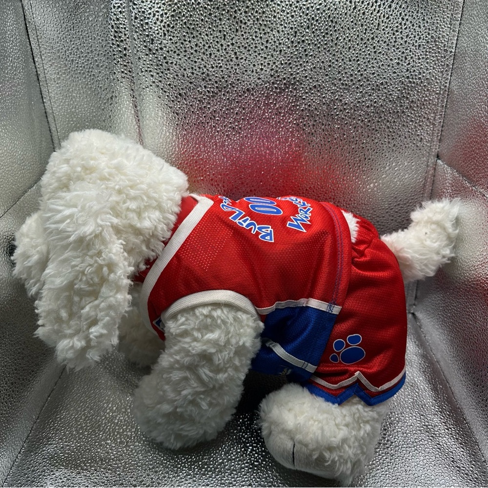 Build A Bear Workshop 14” Puppy Dog White Spotted Sherpa Dog Basketball Barks